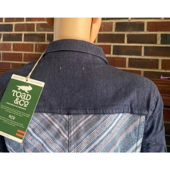 TOAD & Co Norma Women's Jean Jacket Blue Organic Cotton Stretch Button Up Sz XS - Picture 12 of 16